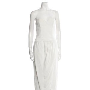 Victor Costa Vintage White Strapless Maxi Dress | Corset Bodice | Size M